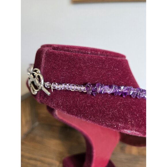 Chunky Multistone Necklace w Sugilite Pendant & Sterling Silver Purple & Aqua - Picture 7 of 9